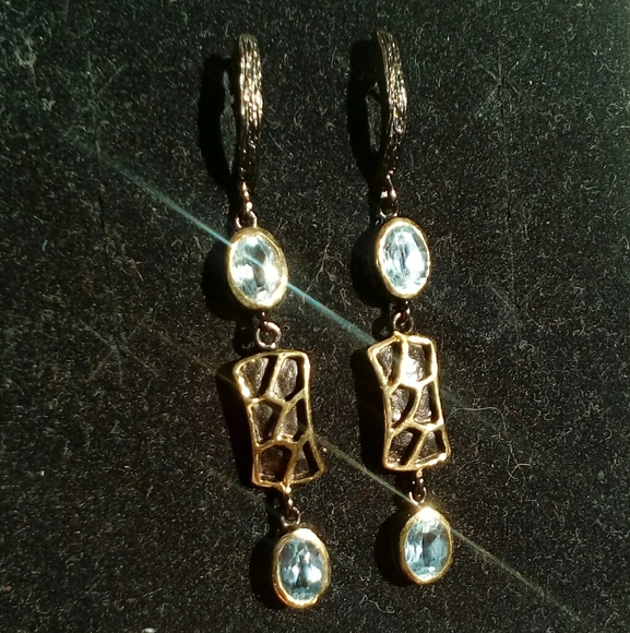 Sea Fans, Ocean, Soothing Blue. Jewelry - 925, Genuine Blue Topaz.  FINAL PRICE DROP.